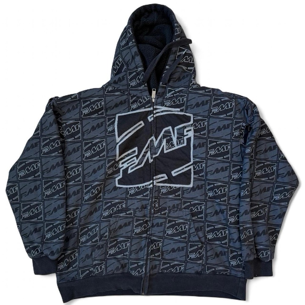 Vintage FMF AOP Sherpa Lined Hoodie Adult Size XL Jesse Pinkman Grunge Goth Y2K